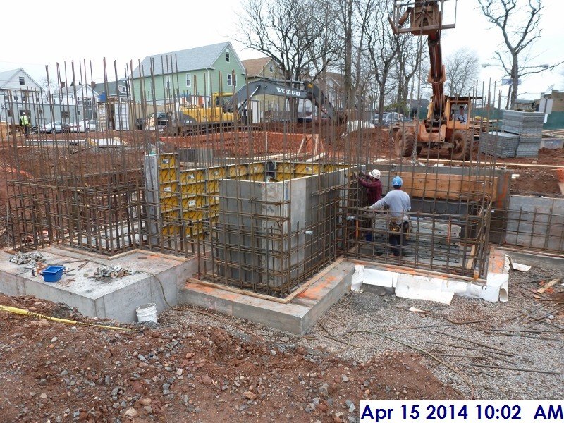 Installing foundation wall forms at Stair -5 Facing North-West